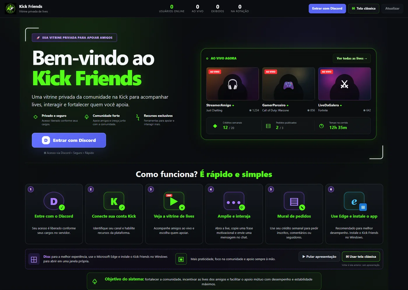 Tela do projeto Kick Friends